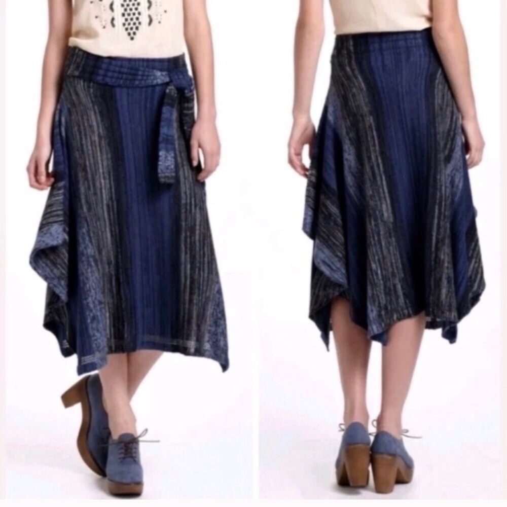 Anthro Sparrow RARE Striations midi sweater skirt